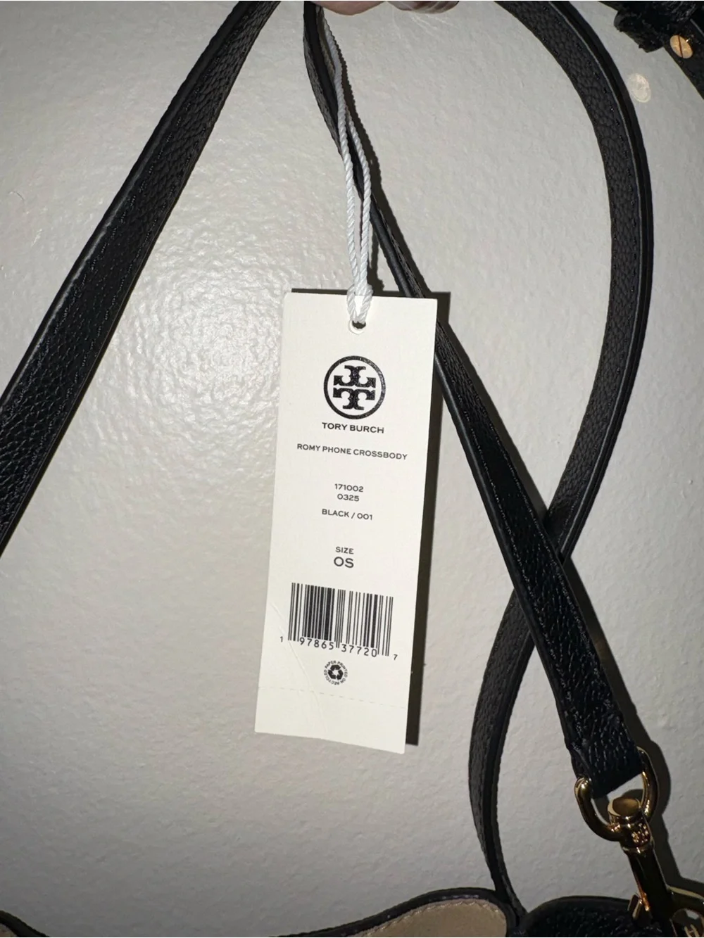 Tory Burch Romy Black Pebbled Leather Mini Bucket Crossbody with Gold Hardware